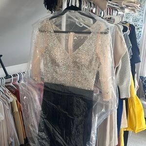 Saved by the Dress Black and nude rhinestone formal, prom, wedding guest gown